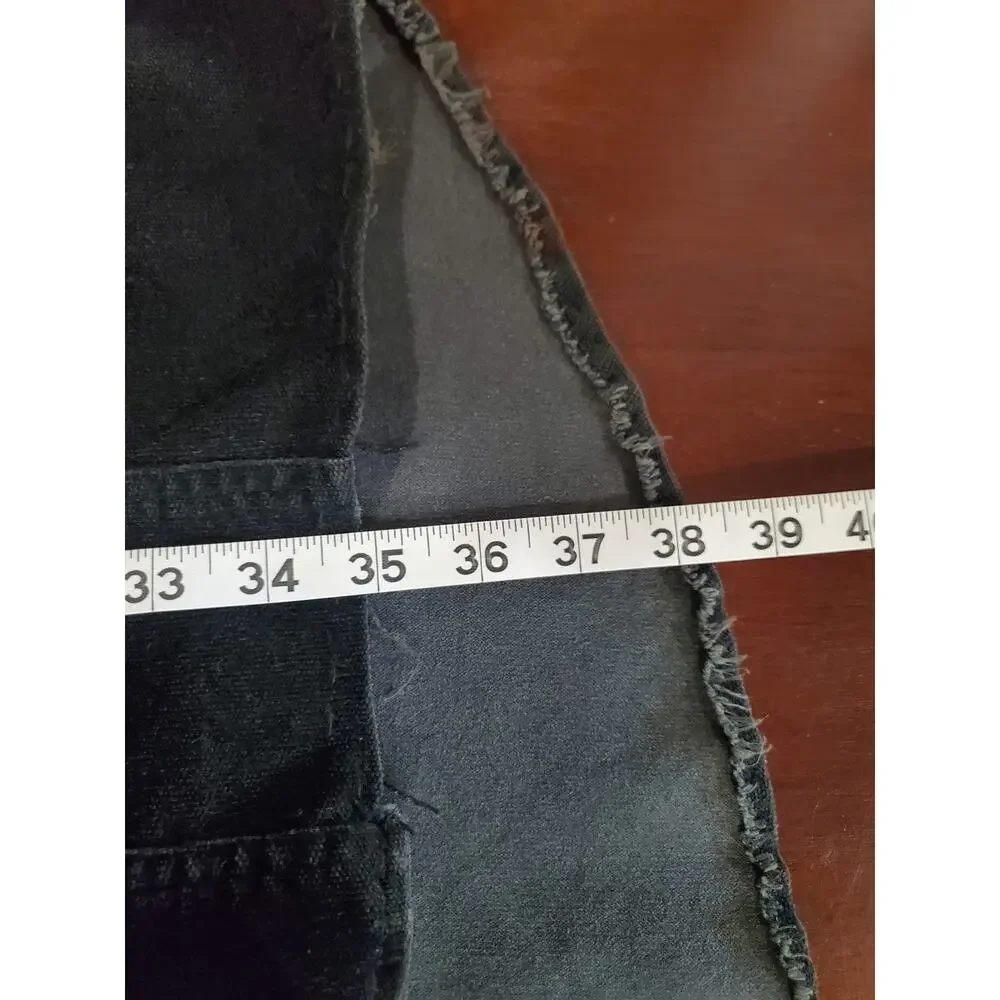 Vtg Y2K Bisou Bisou Fine Wale Corduroy Raw Hem Long Trench Jacket L Black Goth - Picture 11 of 11